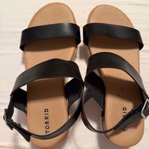 Torrid Black and Tan Minimalist Sandals